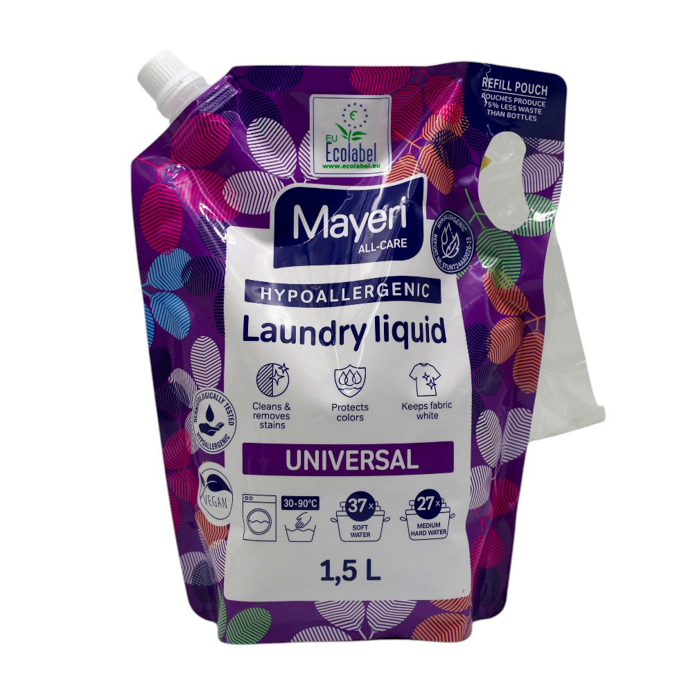 Універсальний рідкий засіб для прання Mayeri Hypoallergenic Laundry Liquid Universal 37 циклів прання, 1.5 л (запаска)